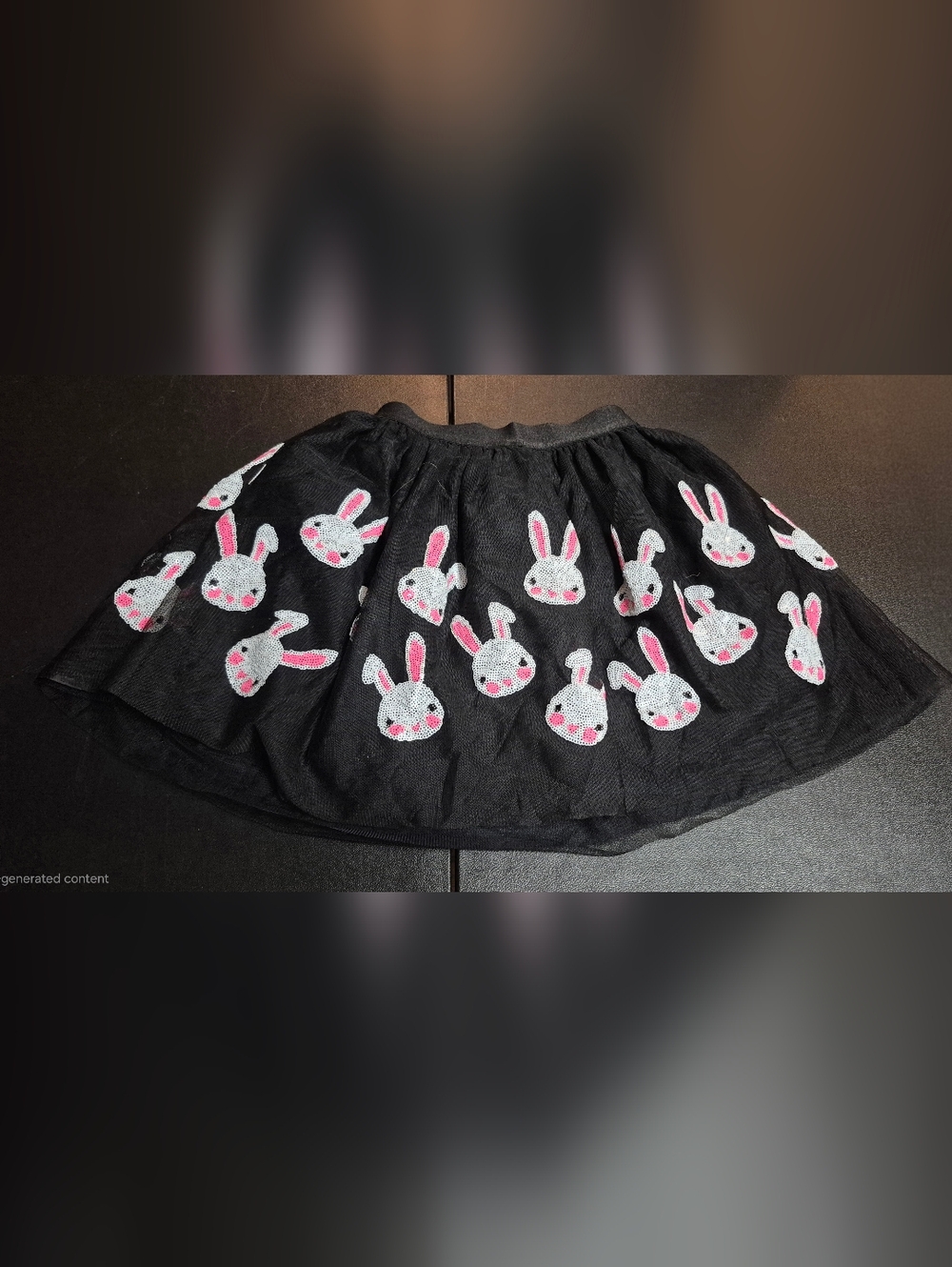 Sunny Fashion Girls Bunny Sequin Tulle Skirt Black White Pink Size 7/8 Easter